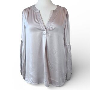 PURE COLLECTION 100% SILK LONG SLEEVE V-NECK BLOUSE